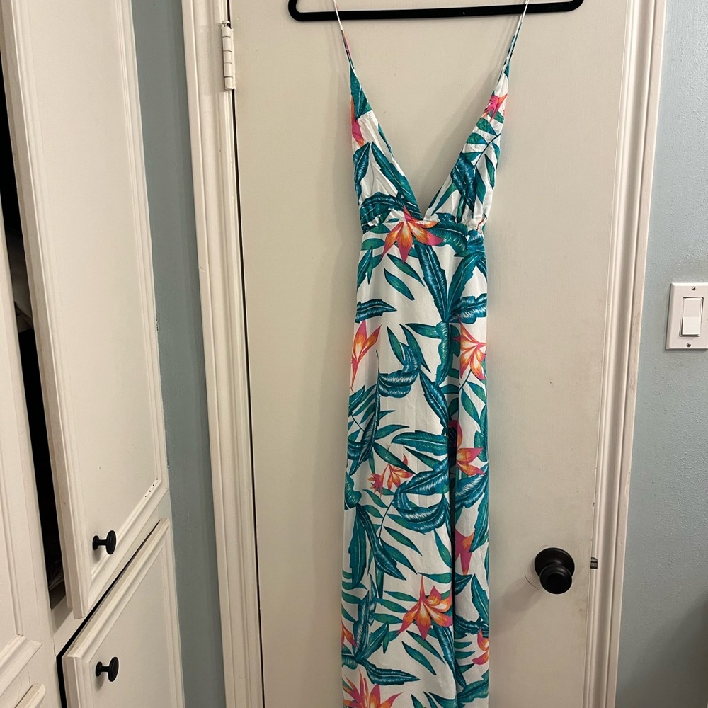 MINKPINK Teal and White Patterned Dress